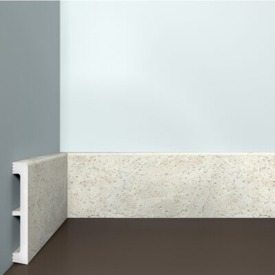 Bello Deco ПЛ 29 100-15 Травертин бежевый Плинтус напольный 15x100x2000